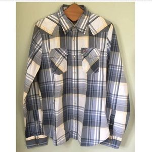 Mens Hollister Plaid Western Style Shirt Sz XL